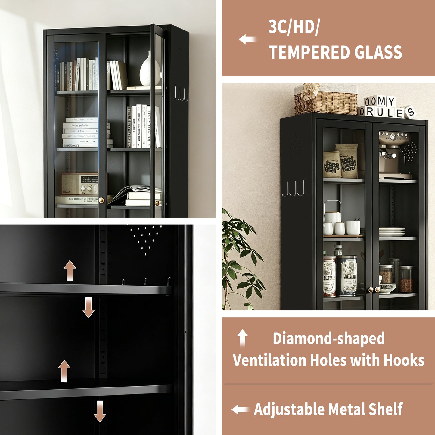 Metal Kitchen Pantry Cabinet - 72 Tall Storage With 5 Adjustable