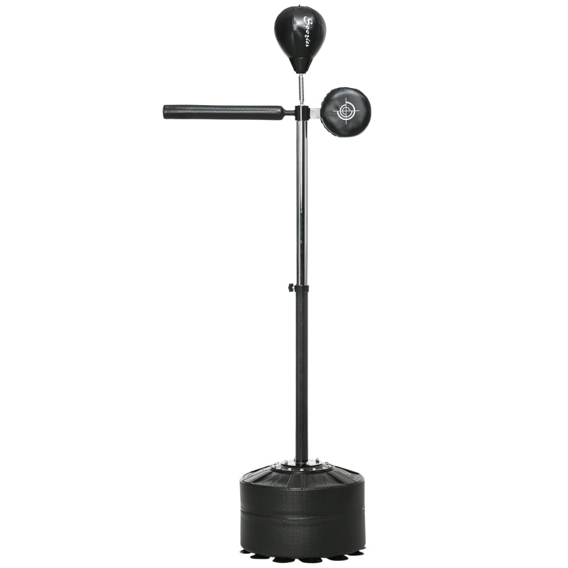 Freestanding Boxing Speed Bag with Reaction Bar - Jet Black