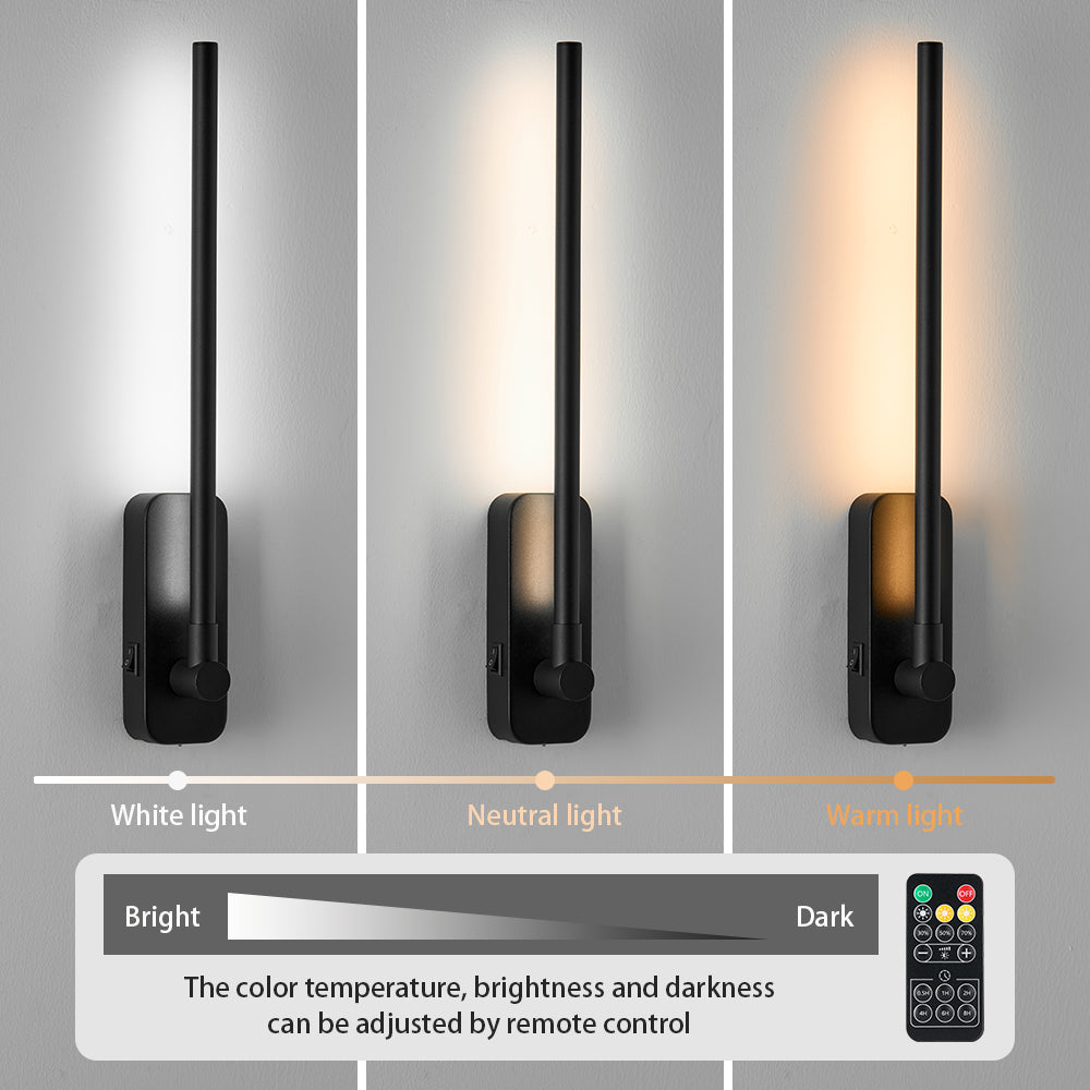 Rechargeable Remote Control Wall Light - 3CCT Dimmable Black Art Sconce