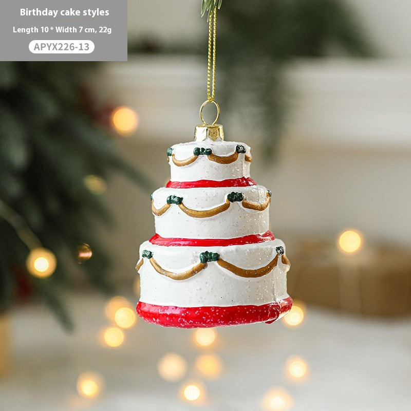 Christmas Tree Decorations Painted Plastic Ornaments Set - Holiday Decor