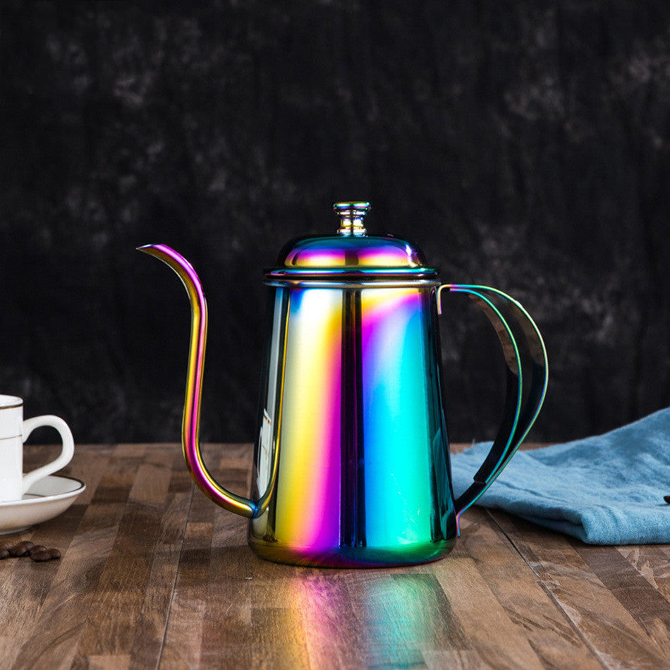 Stainless Steel Coffee Pouring Pot with Narrow Spout 650ml - Multiple Colors