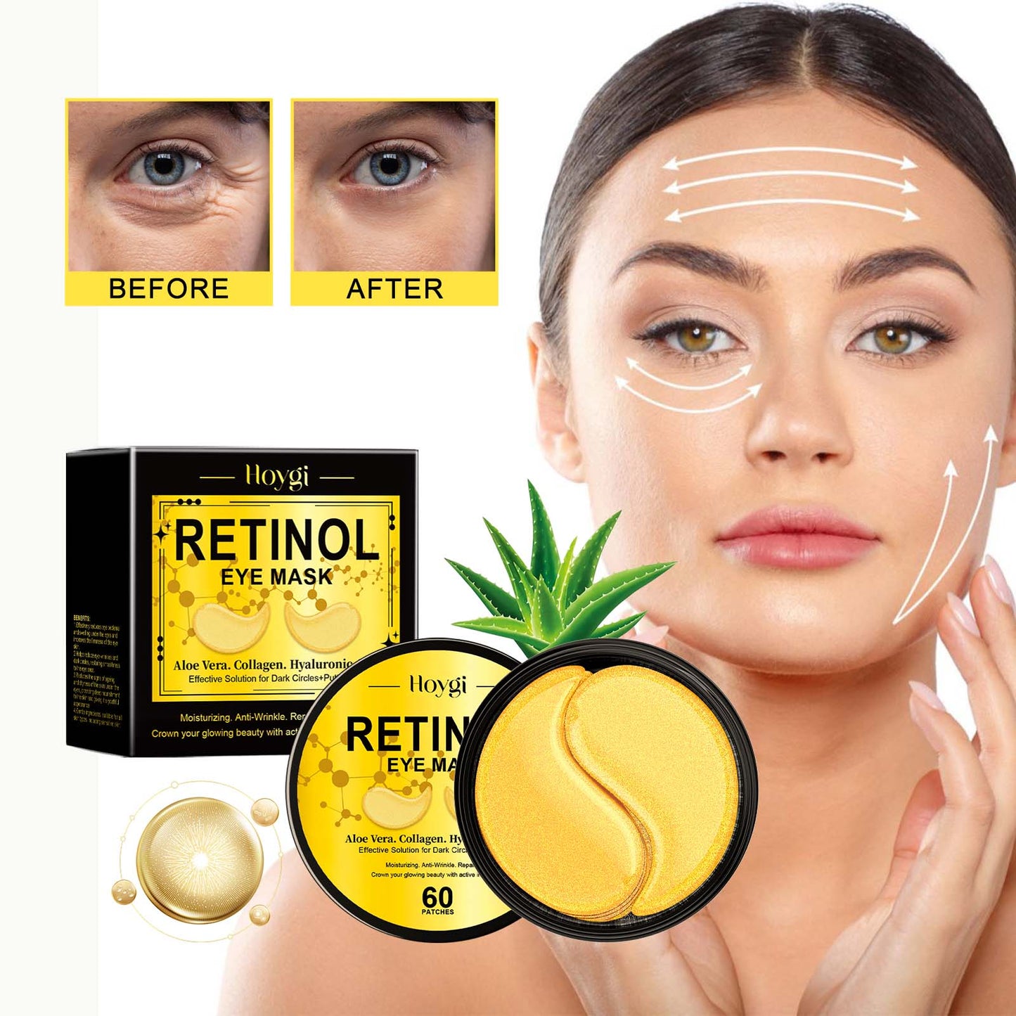 Retinol & Collagen Under Eye Masks - Moisturizing & Firming Patches (60ct)
