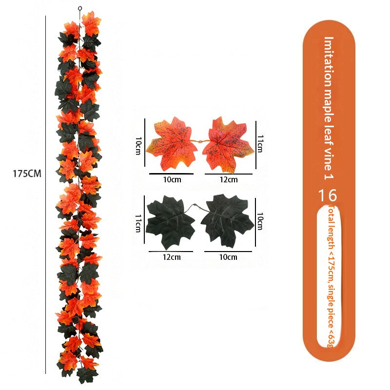 Artificial Maple Leaf Vine Wall Hanging Decoration for Halloween & Fall