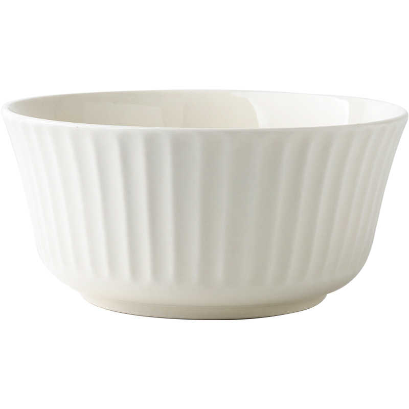 6-Inch Round Colored Glaze Ceramic Salad Bowl Set - White, 2 or 4 Pack