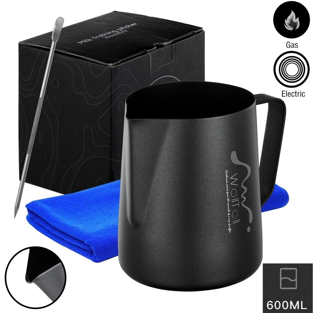 Stainless Steel Milk Frothing Jar - 12oz Nonstick Matte Black