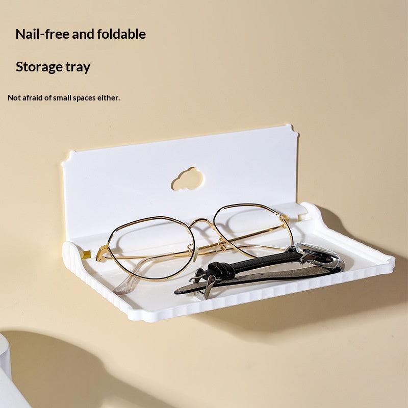 Foldable Wall-Mounted Bathroom Storage Rack - Multi-Purpose, No Drilling