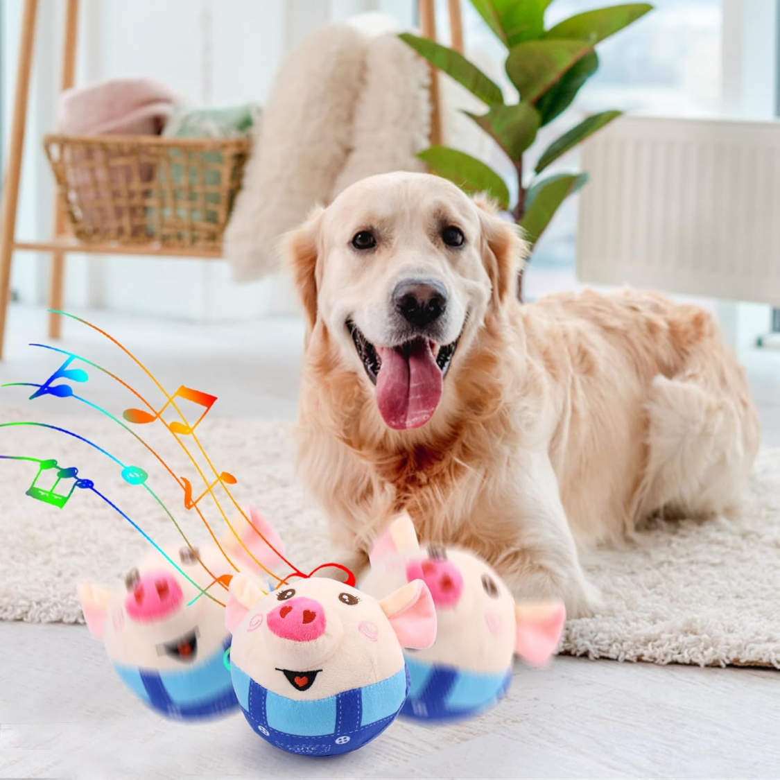 Interactive Dog Toy Pig with Recording & Music Modes - Rechargeable Moving Chew Toy for Small to Large Dogs