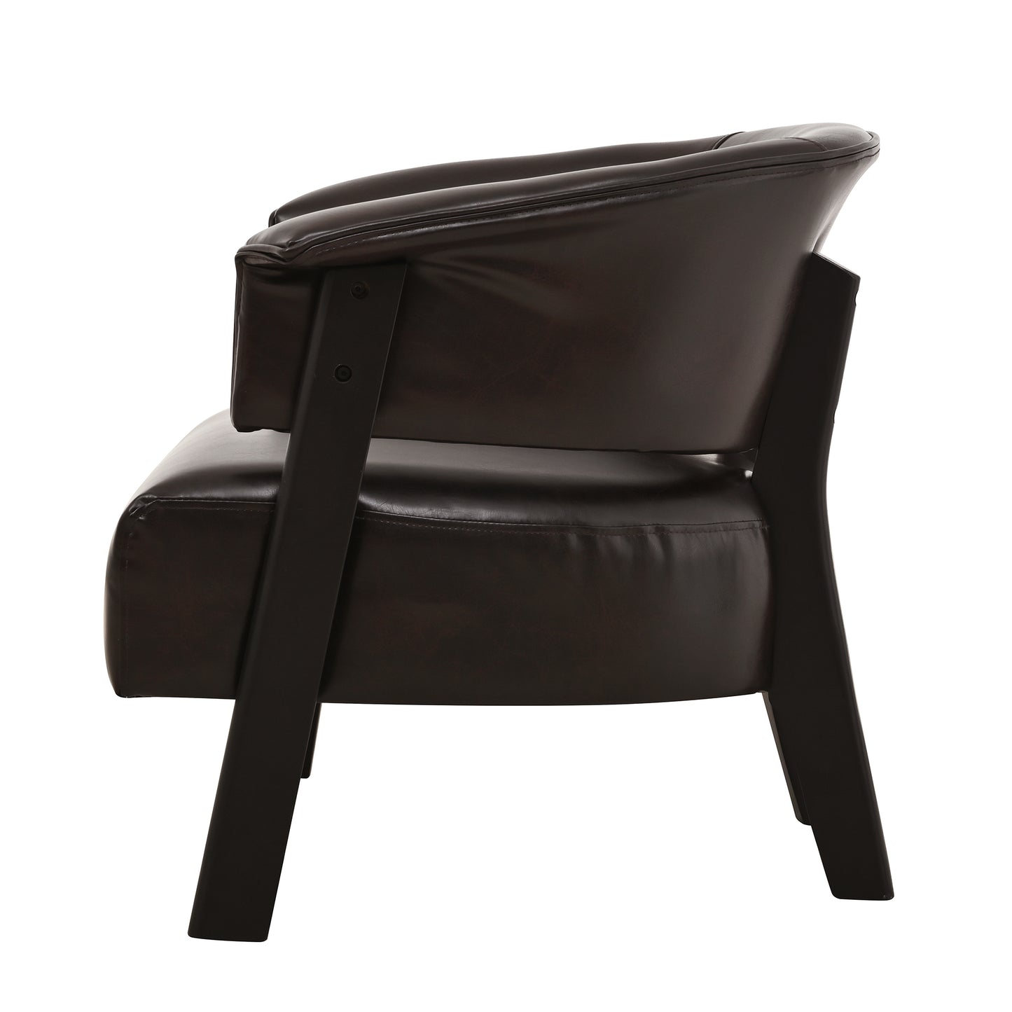 Faux Leather Wingback Accent Chair - Comfy Upholstered Armchair