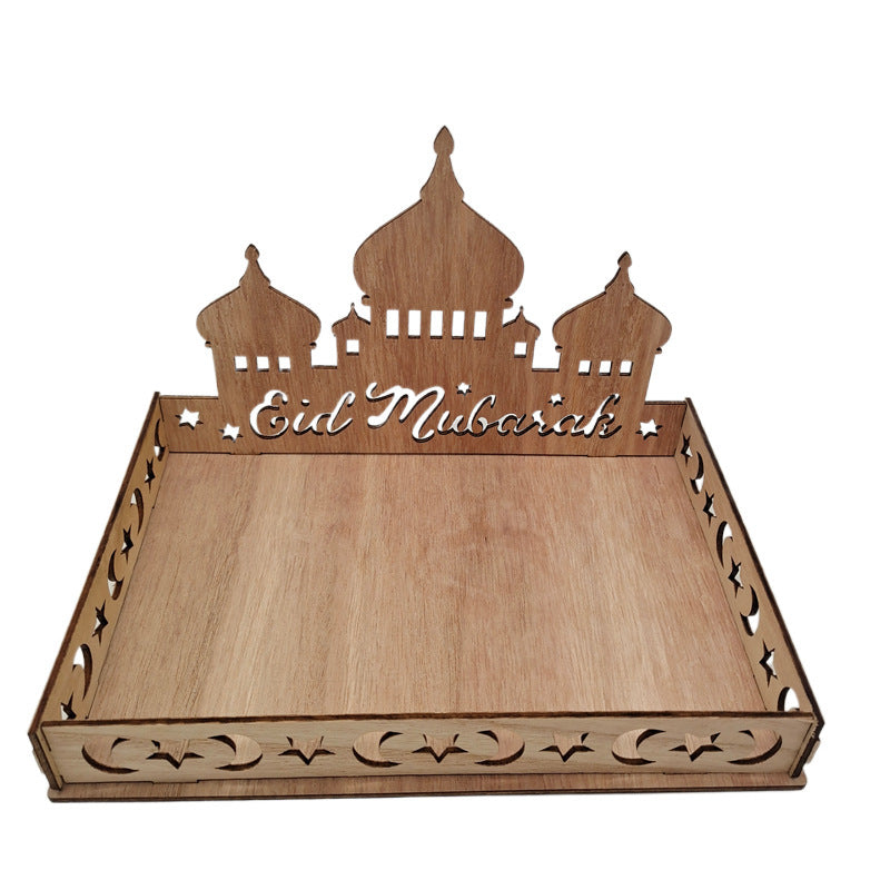 Wooden Moon Ornaments Holiday Decor Dessert Tray for Dining Table