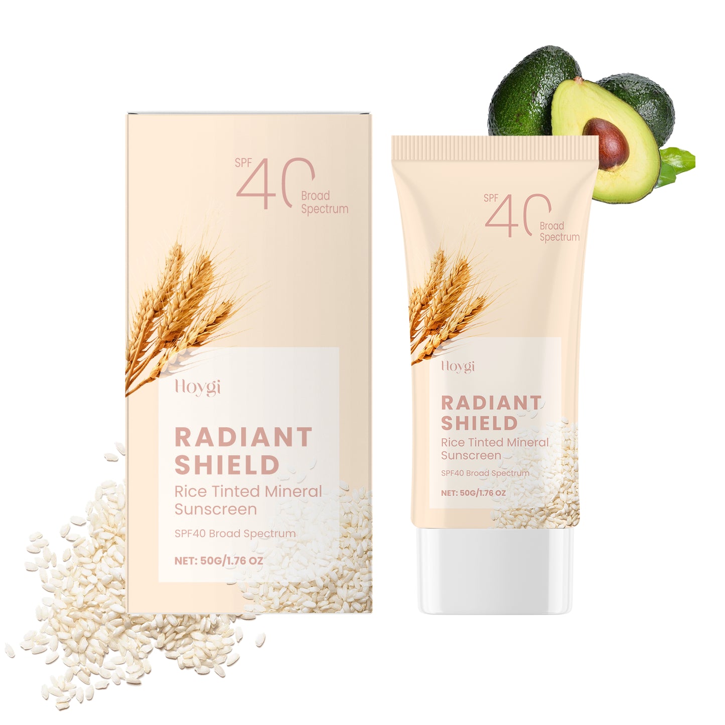 Gentle Facial Sunscreen & Moisturizing Cream - Rice Extract & Avocado Oil