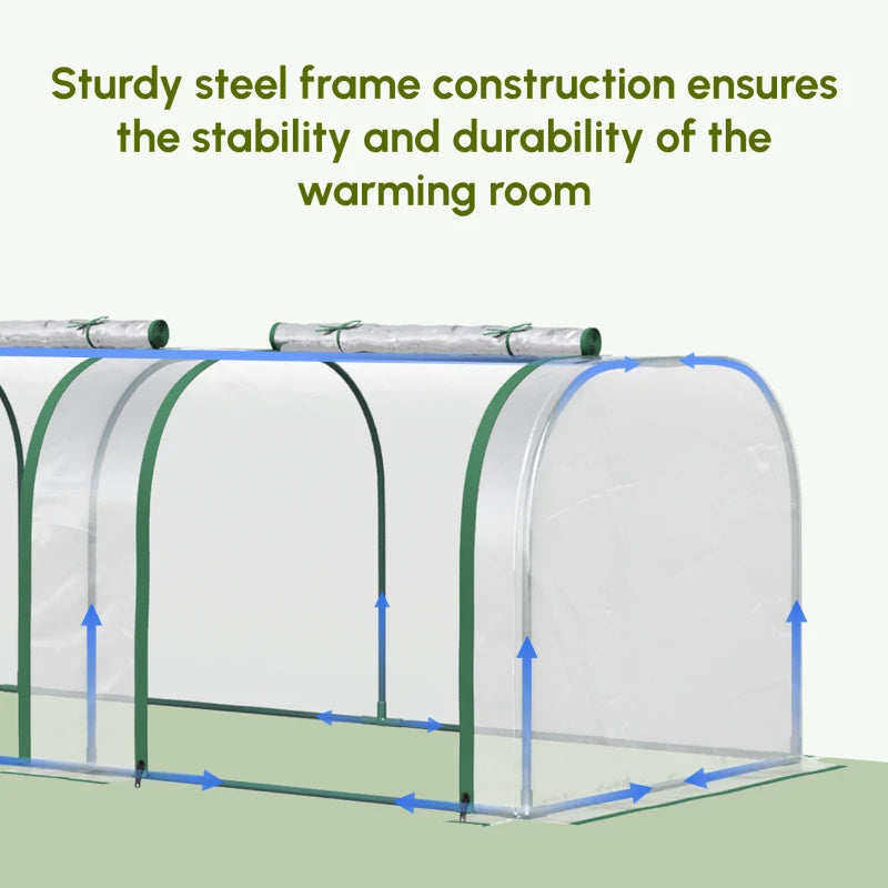 Portable Greenhouse Tunnel with 3 Zippered Doors - WaterUV PVC Cover