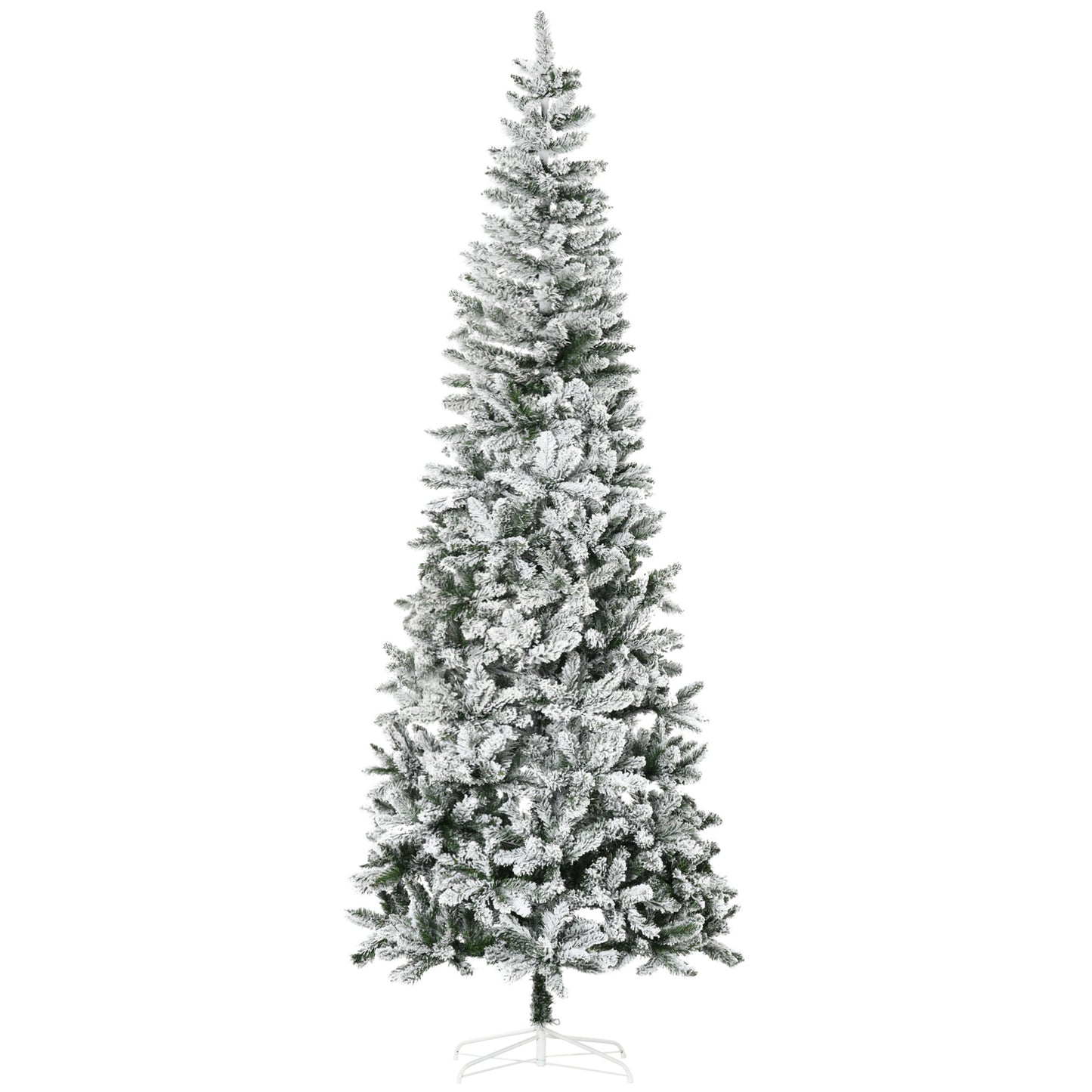 9ft Snow-Flocked Slim Pine Artificial Christmas Tree - Green