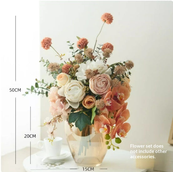 Artificial Flower Arrangement with Vase - Flower Bouquet Decor for Home & Restaurant