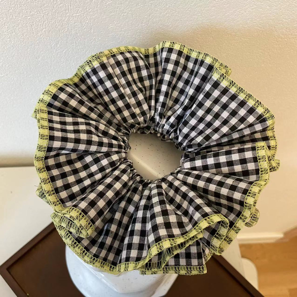 Plaid Lace Hair Ring Handmade Hair Accessory