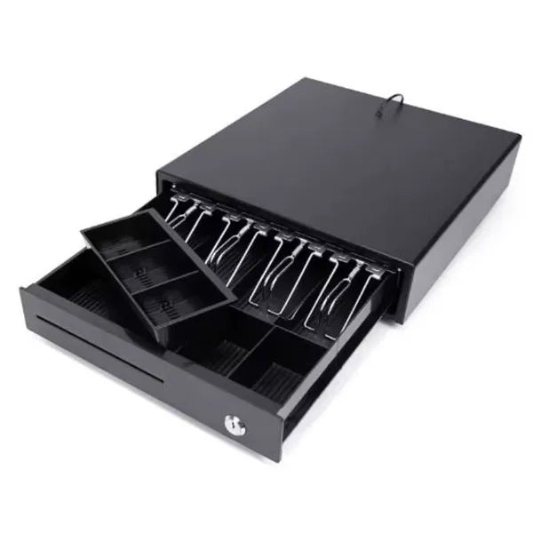 Electric Cash Drawer with Coin and Banknote Tray - Space-Saving Metal Safe