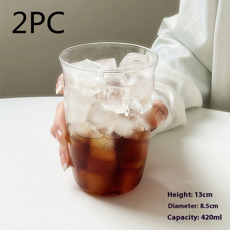 420ml Glass Coffee Cup with Straw - Latte Ice American Drinkware
