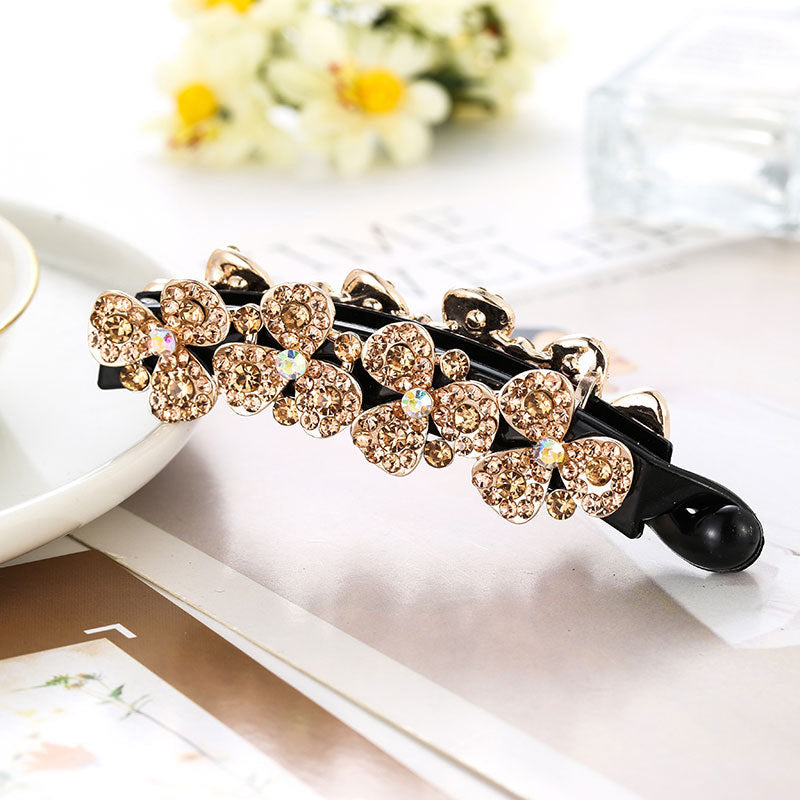 Women's Flower Diamond Banana Clip Hair Accessory All-Match Ponytail Holder