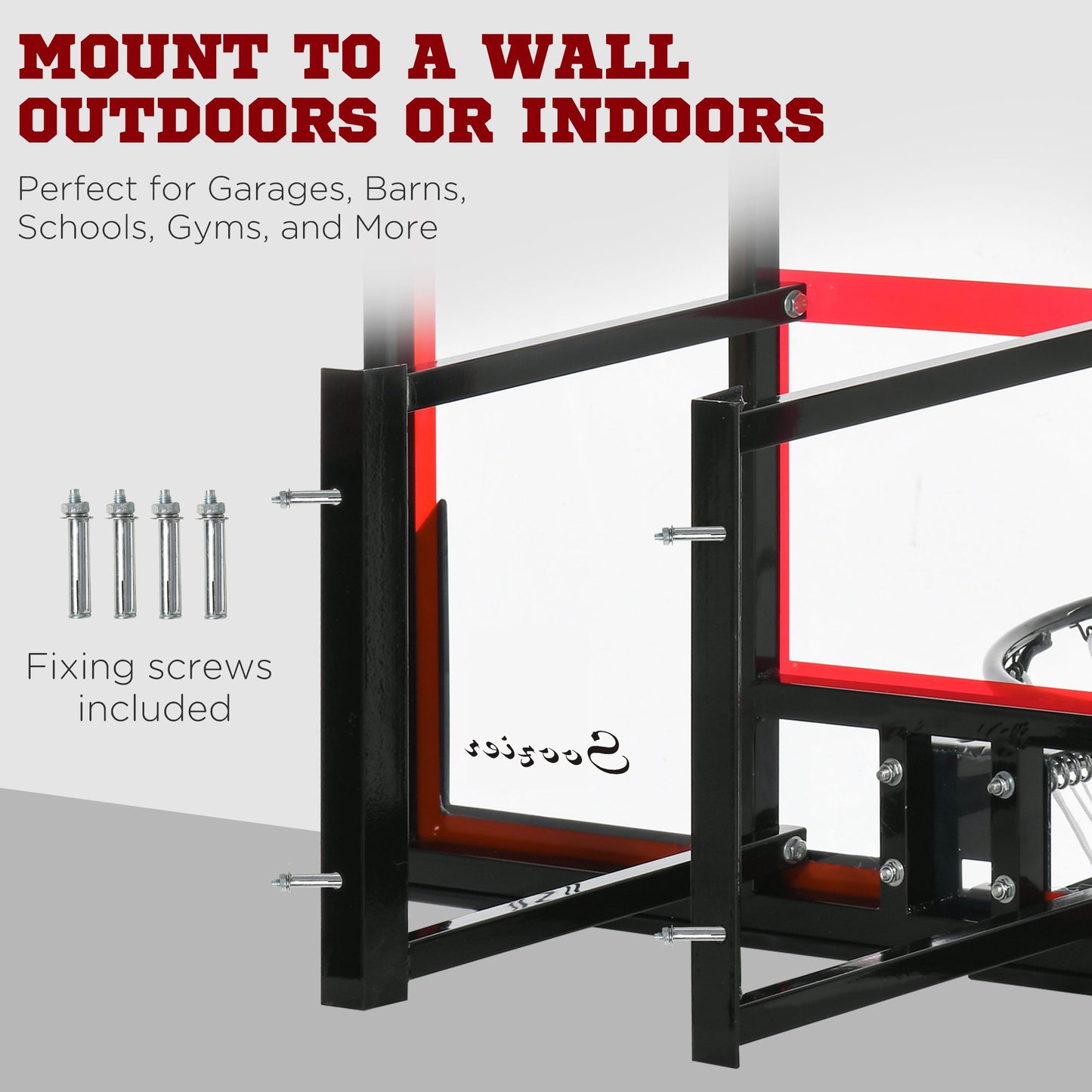 Wall Mounted Basketball Hoop with 43" Shatterproof Backboard - Outdoor Use