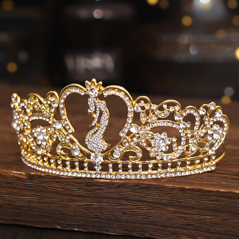 Diamond Crown Wedding Headband Gold Crystal Bridal Hair Accessory