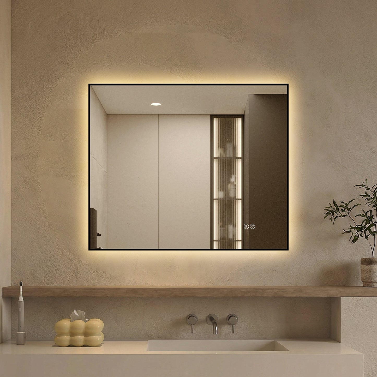 30" x 36" LED Bathroom Mirror - Backlit, Anti-Fog, Dimmable, Black