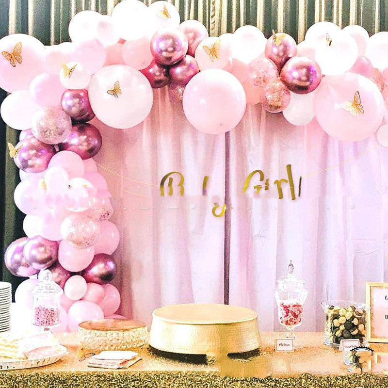 Pink Butterfly Balloon Set for Baby Girl Party Decorations - 10 Inch Latex Balloons