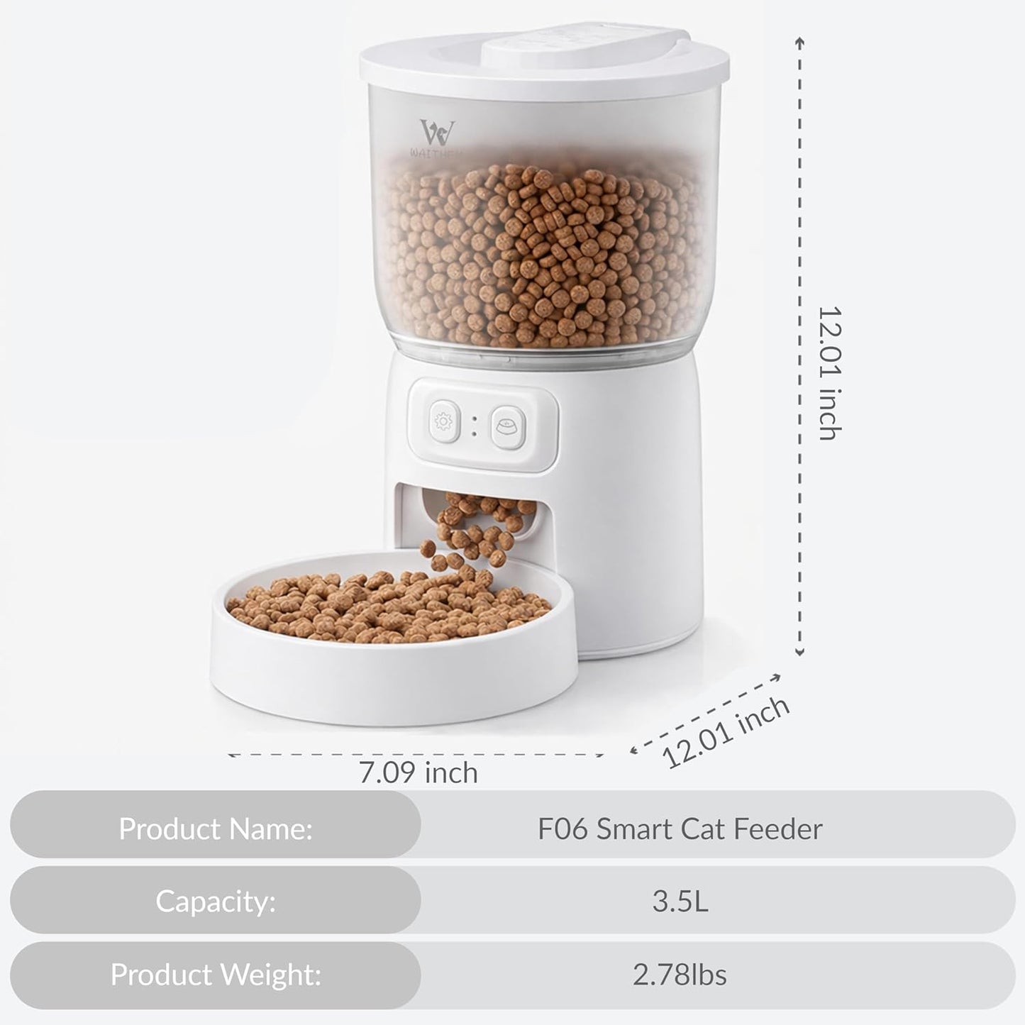 Wi-Fi Automatic Cat & Small Dog Food Dispenser - Programmable Portion Control