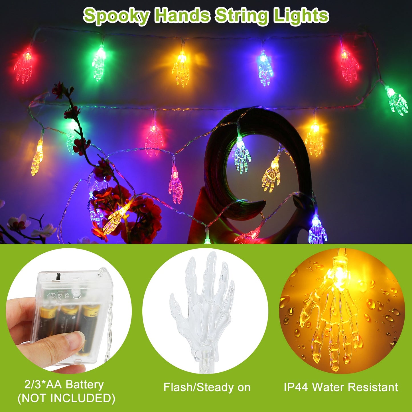 Halloween String Lights Set - 3 Styles, 50 LEDs, 24ft