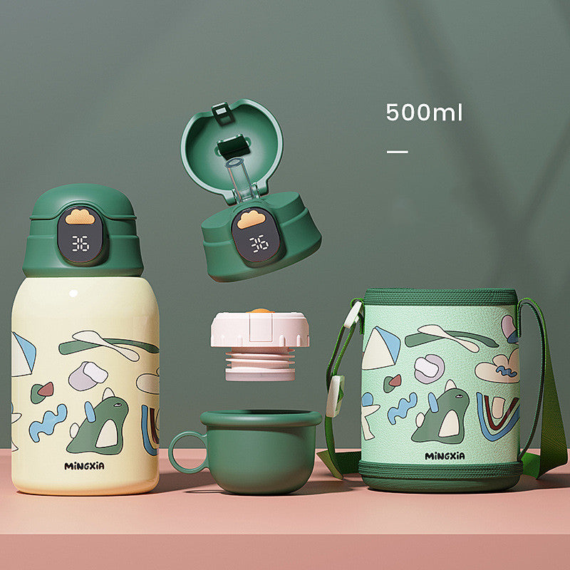 Children's Insulated Stainless Steel Water Cup with Bouncing Lid - 500-600ML