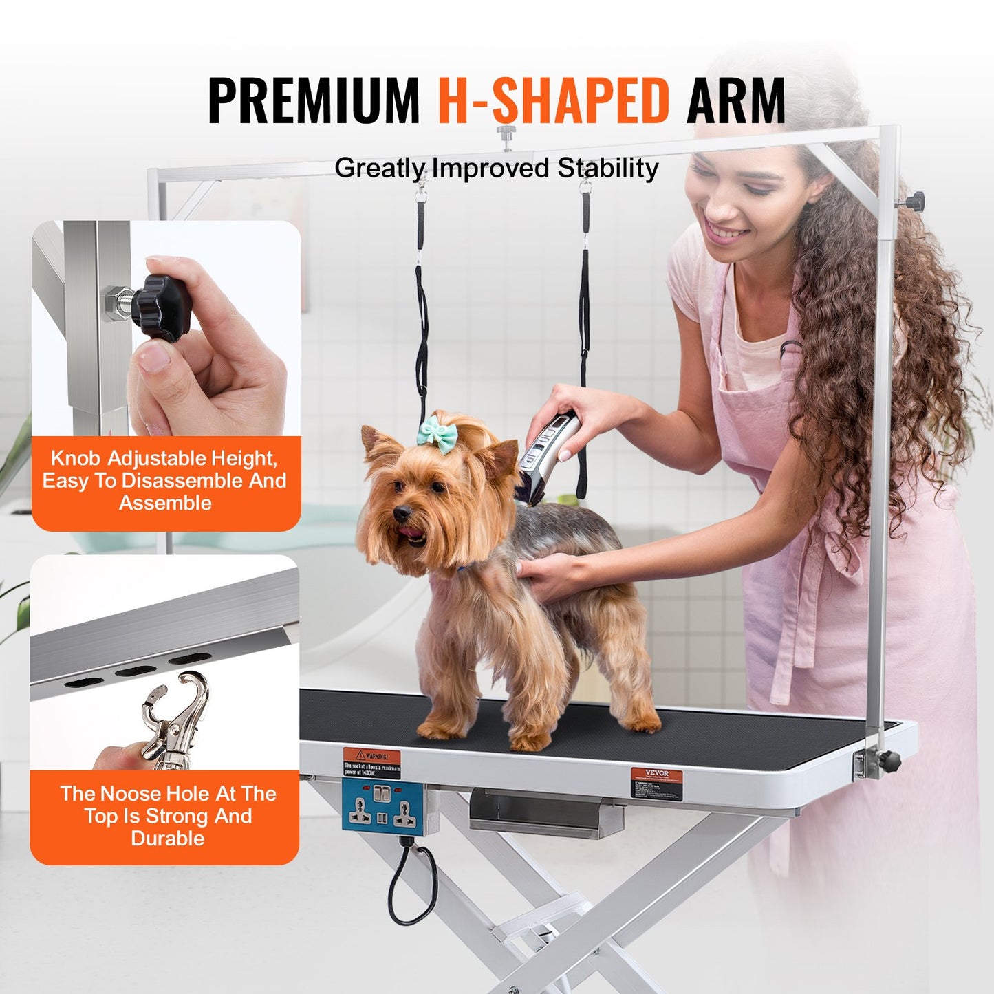 50' Heavy Duty Electric Pet Grooming Table for Large Dogs - Height Adjustable, Anti-Slip Surface, Supports 400LBS