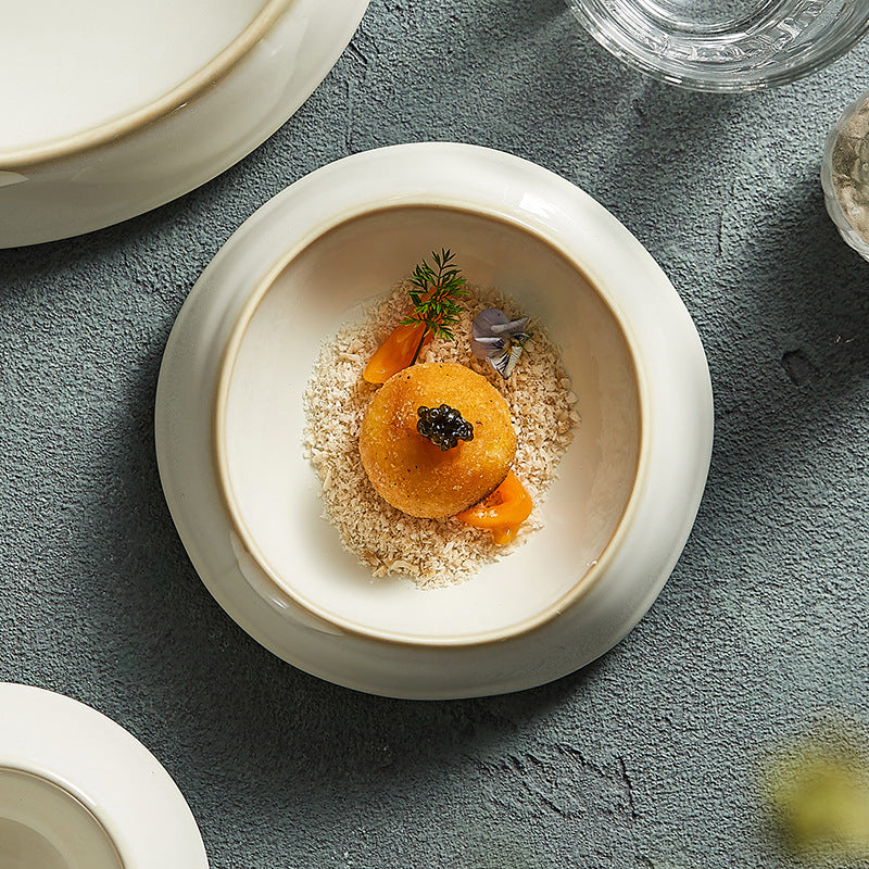 Deep Dinner Plate Set - Creative Western Style Porcelain Dinnerware