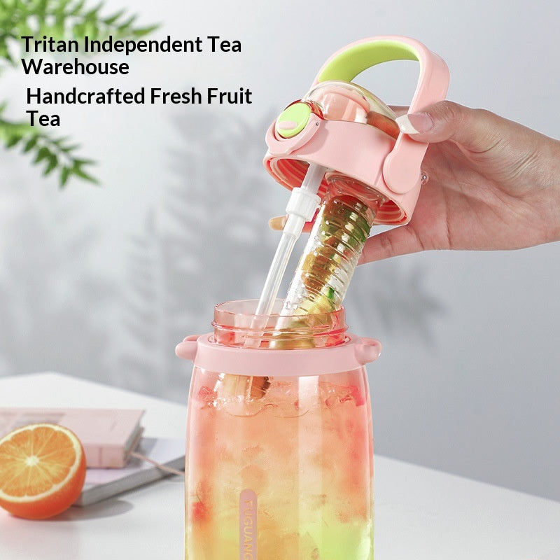 High Temperature Resistant Large Capacity Plastic Water Cup with Straw