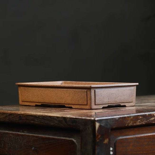Rectangular Bonsai Pot - Handmade Yixing Clay Flower Planter for Indoor Garden