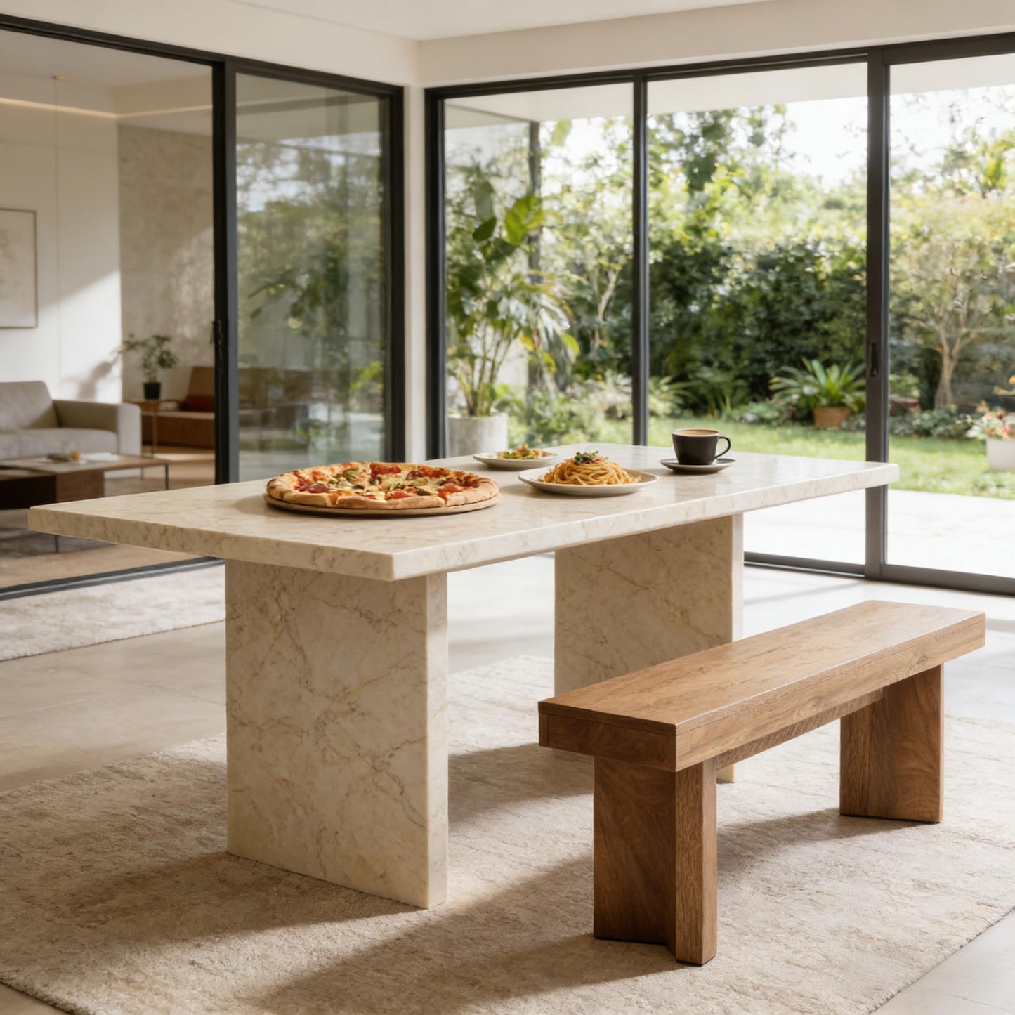 Rustic Brown Dining Bench - Nordic Style Kitchen Seating