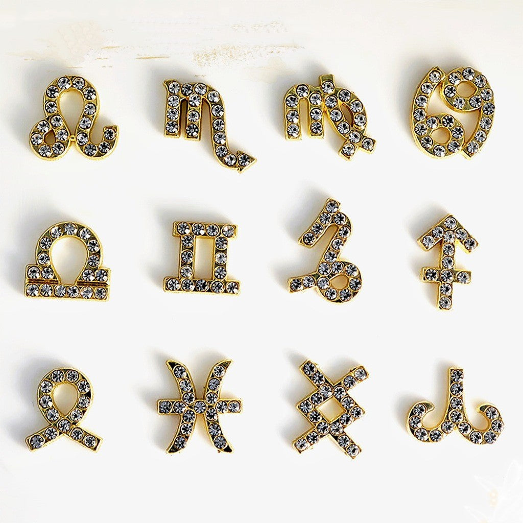 Zodiac Nail Art Accessories Alloy Inlaid Diamonds - Multiple Variants
