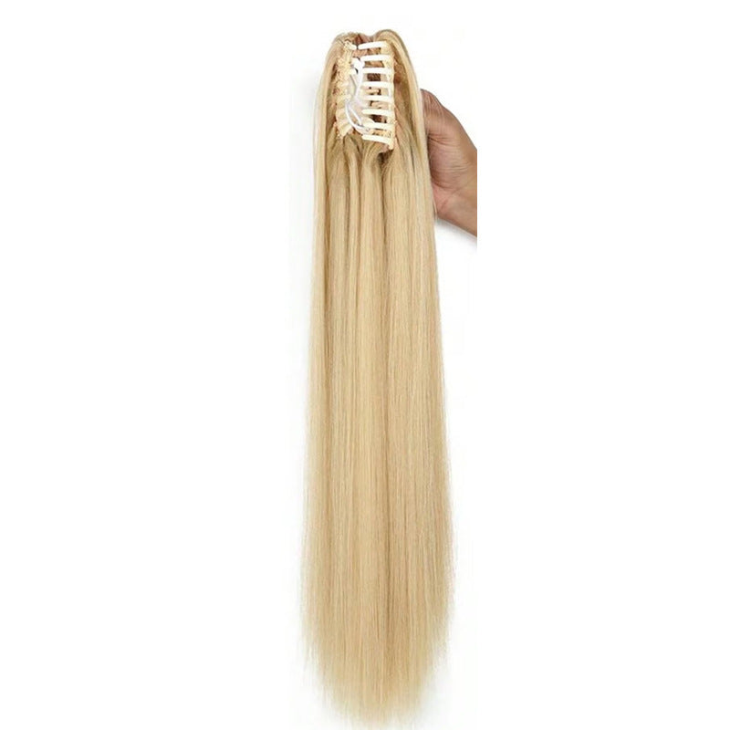 Women's Long Straight Ponytail Wig with Clip-In Medium Length Hair Extension