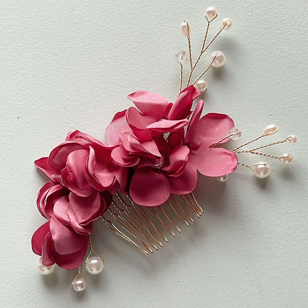 Bride Flower Pearl Hair Comb for Wedding