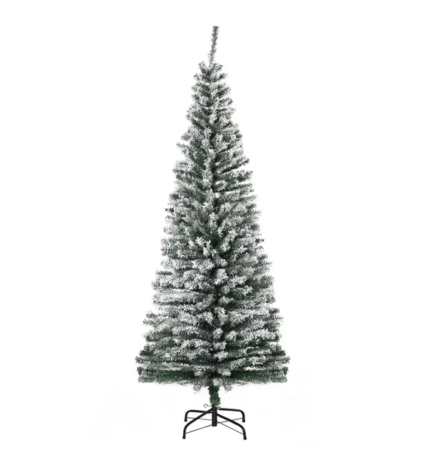 6ft Snow Flocked Artificial Christmas Tree with Metal Stand