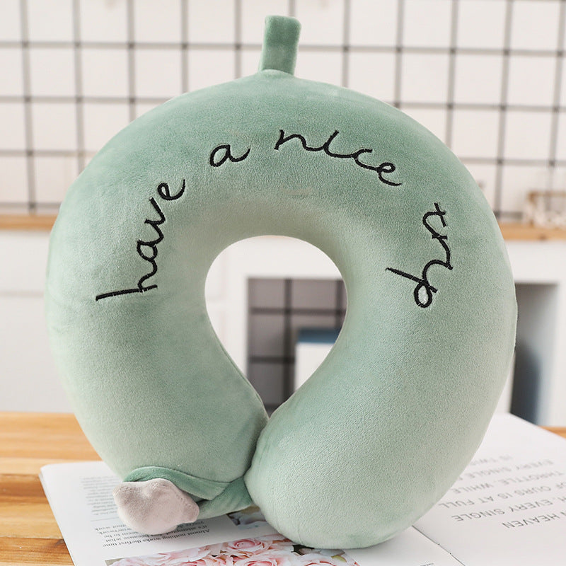 Cartoon Memory Cotton U-Shaped Cervical Pillow - Adjustable Colors
