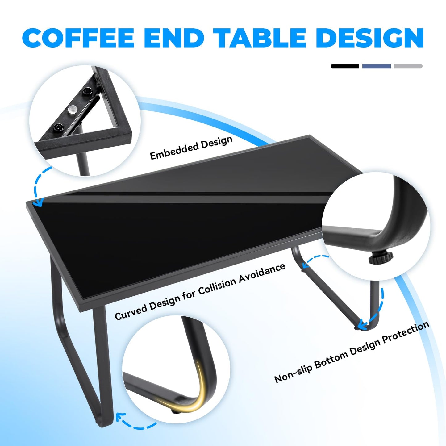 Outdoor Courtyard Furniture Set with Table - 4 Black Chairs