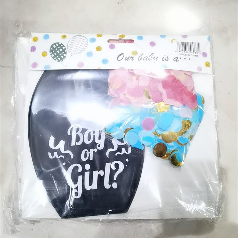Black Latex Gender Reveal Balloon - Round Party Decoration Set