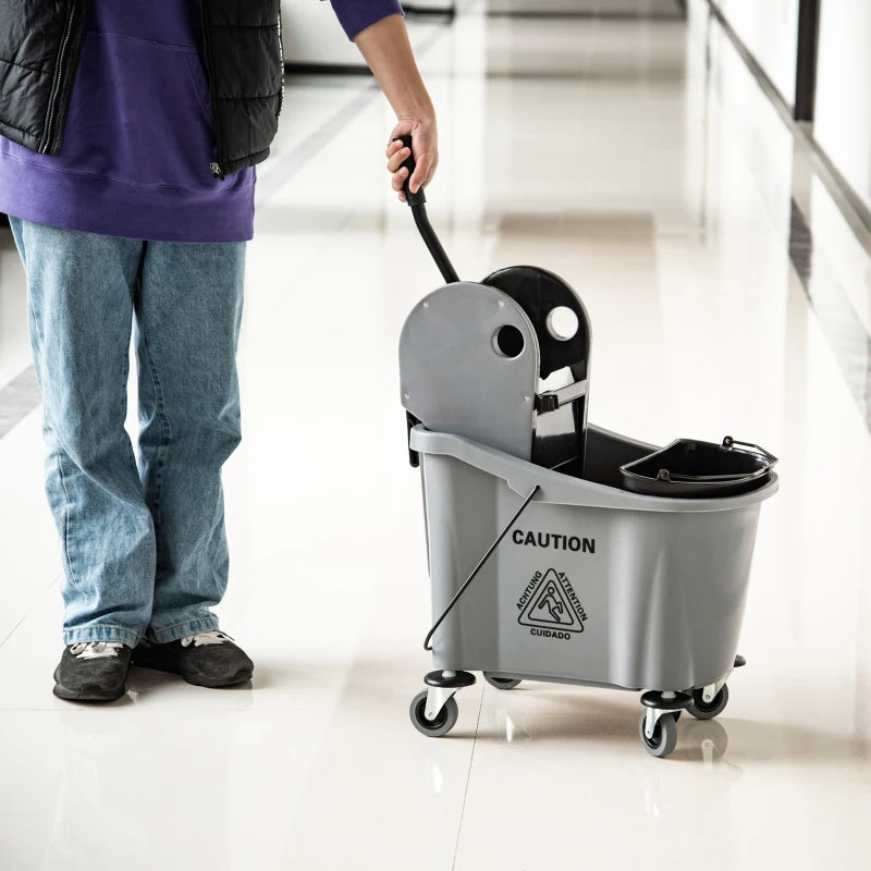 9.5 Gallon 38 Quart Mop Bucket With Wringer Cleaning Cart, 4 Moving