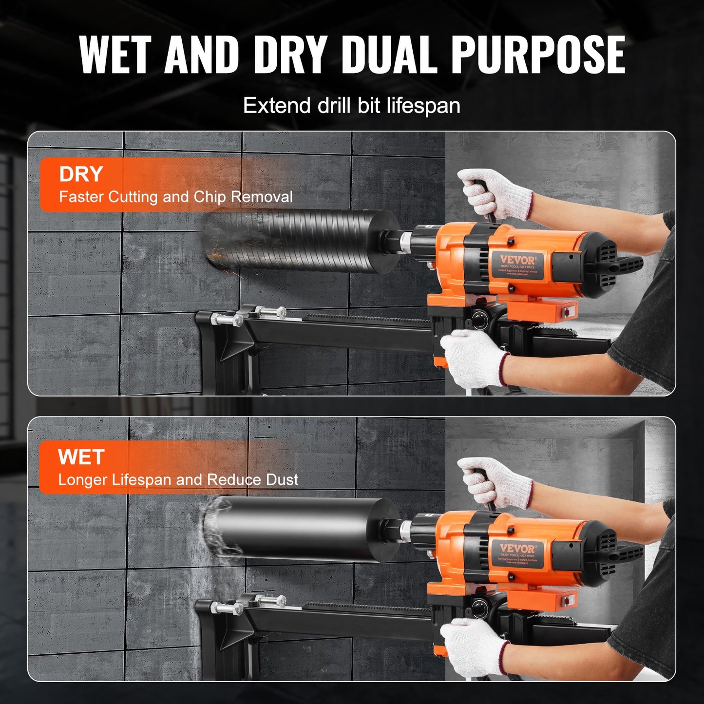 3500W Diamond Core Drill Machine 0.8-11.8in Diameter with Stand - Power Tool