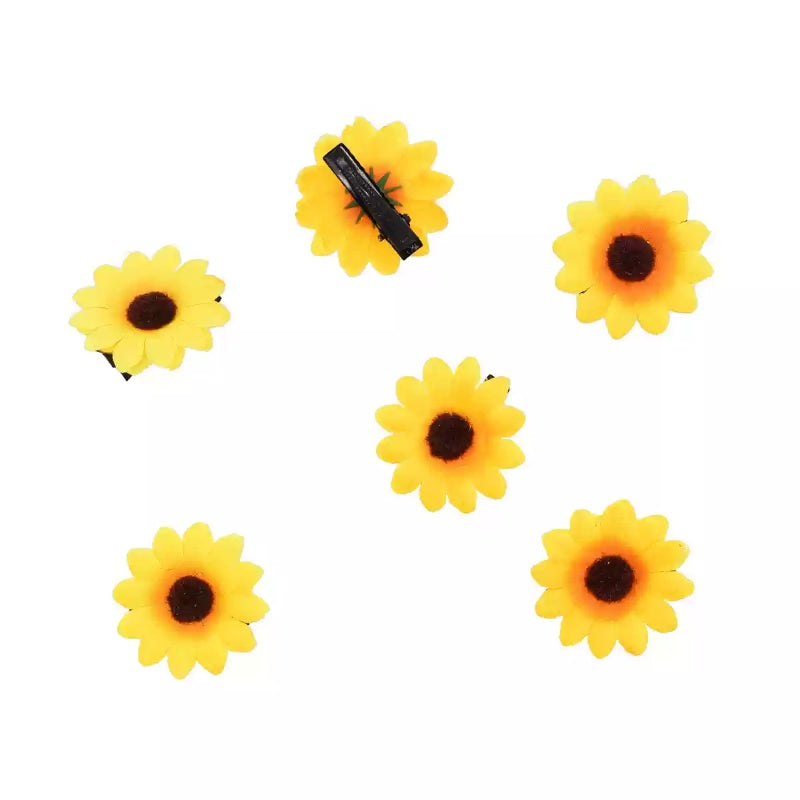 Flower Hair Barrettes Set - 6 Alloy Clips