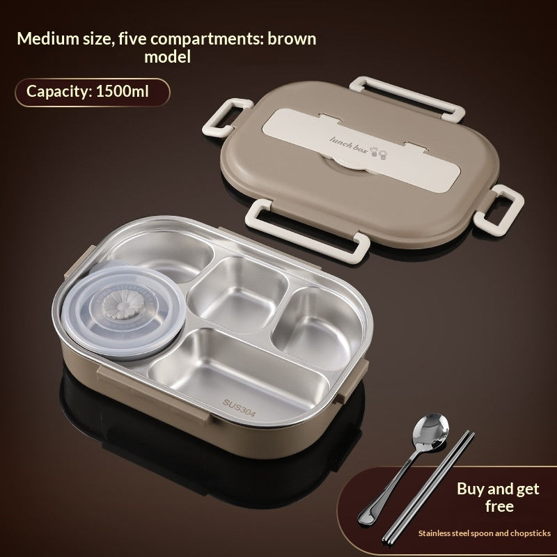 Insulated Bento Lunch Box with 5 Compartments - Airtight Food Container