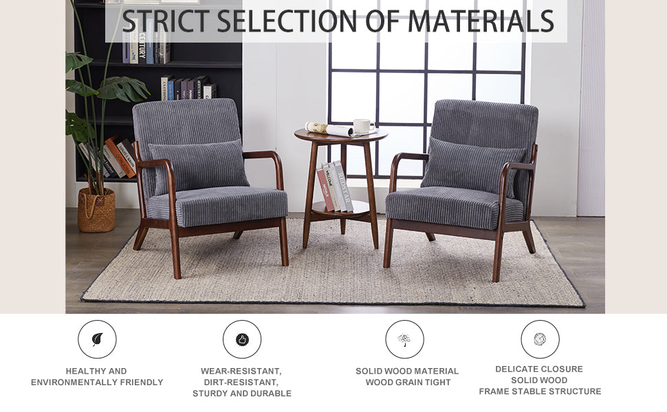 Mid-Century Modern Accent Chair - Antique Dark Grey Upholstered Armchair