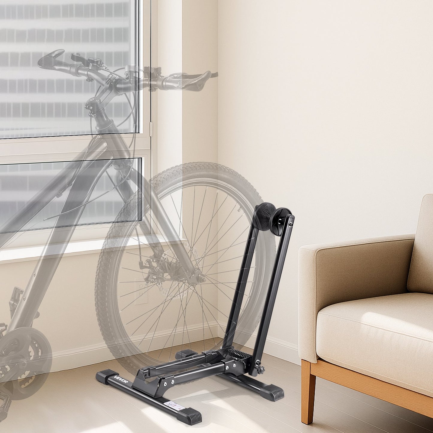 Foldable Bike Rack for 20-29 Inch Mountain & Road Bikes - Black