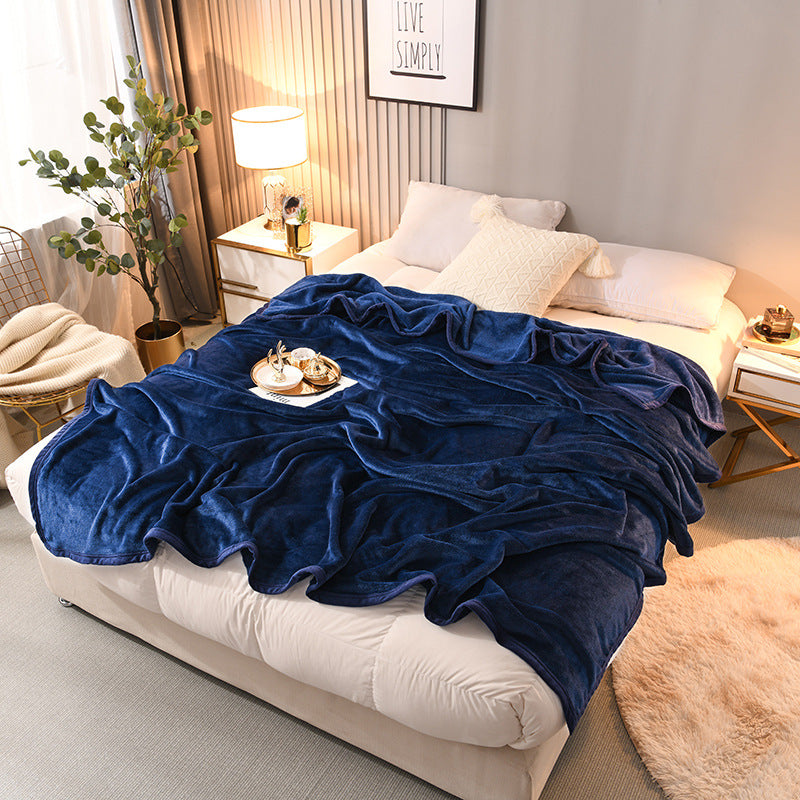 Thick Flannel Blanket for Bedroom and Dormitory Solid Color Winter Bedding