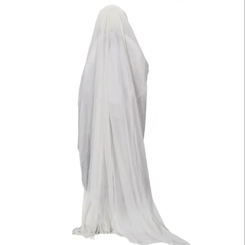 Life Size Animatronic Ghost Decoration with Trident - Sound Activated with Green Lights