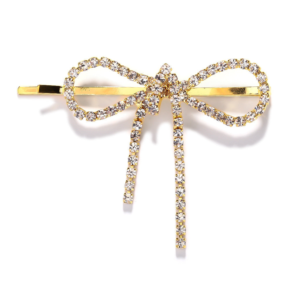 Bow Hair Clips for Women Girls - Cropped Hair Barrettes with Rhinestones