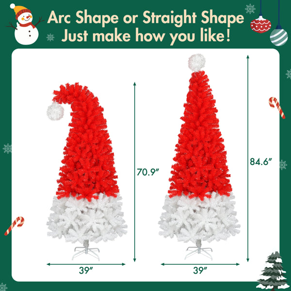 6FT Whimsical Santa Hat Artificial Christmas Tree with LED Lights
